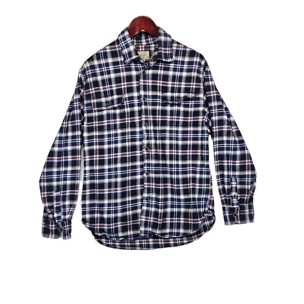 Jachs Red, White & Blue Plaid Flannel Long Sleeve Men's Button Shirt Size Large